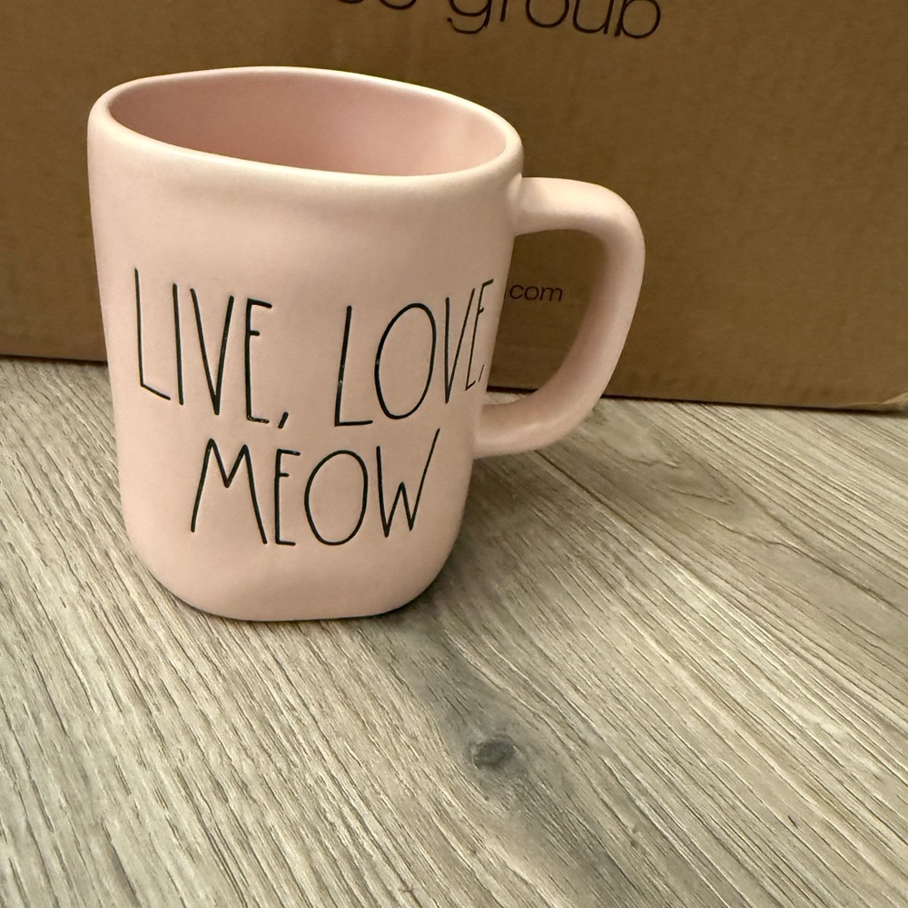 Rae Dunn Pink 'Live, Love, Meow' Mug